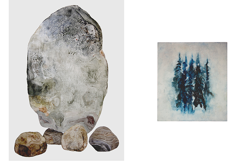 oil painting stones and woods 